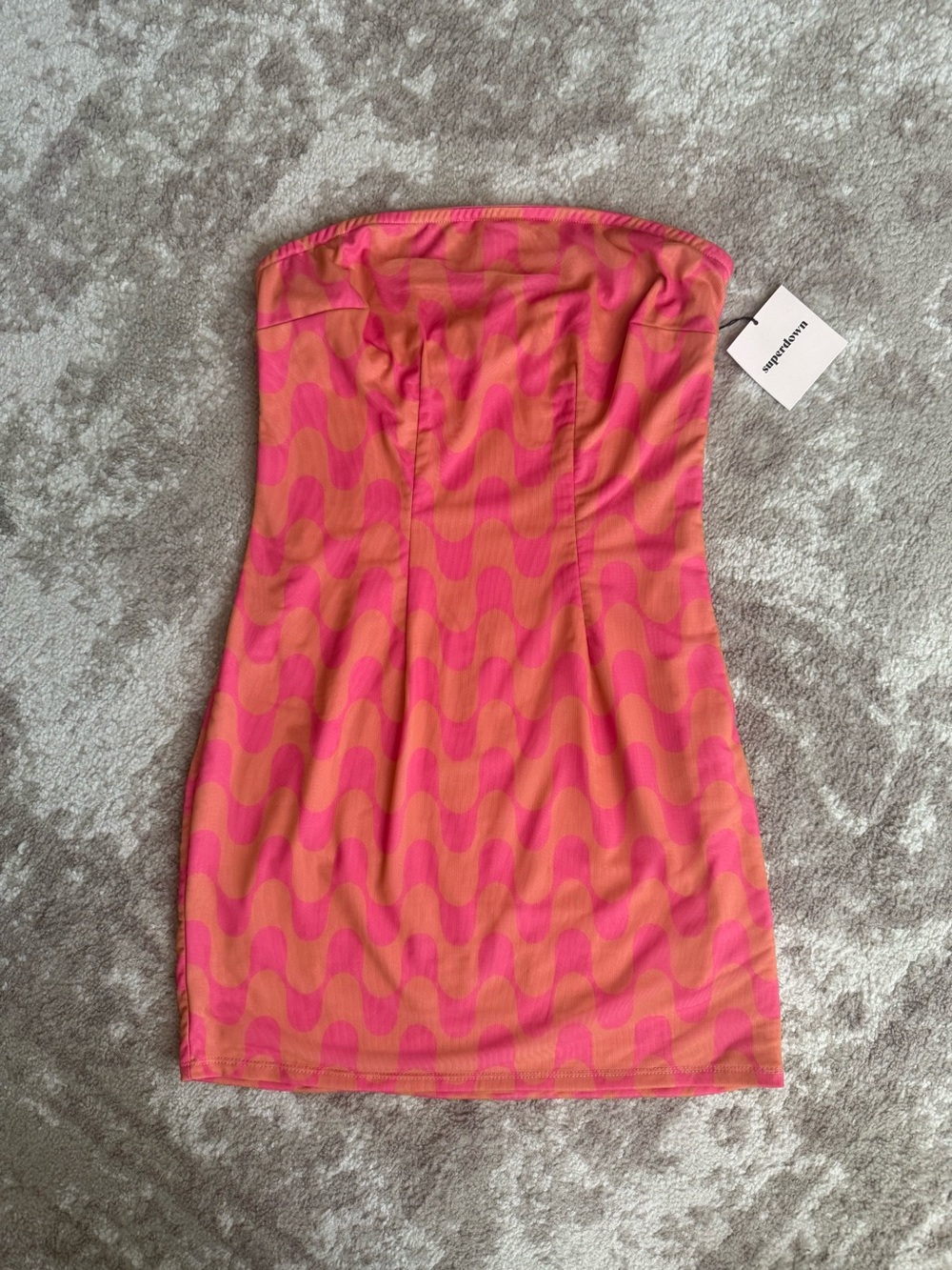 NWT Superdown Malorie Pink Multi Strapless Mini Dress